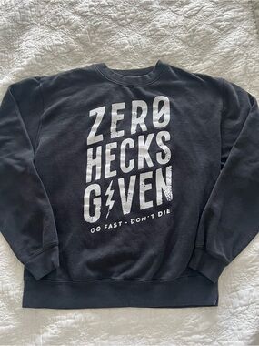 Black 'Zero Hecks Given' Graphic Crewneck Sweater